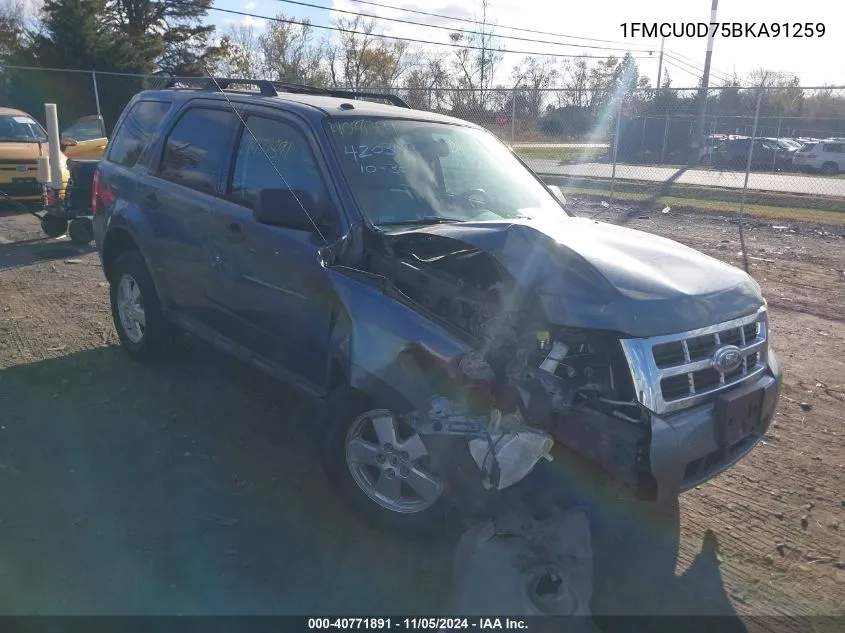 2011 Ford Escape Xlt VIN: 1FMCU0D75BKA91259 Lot: 40771891