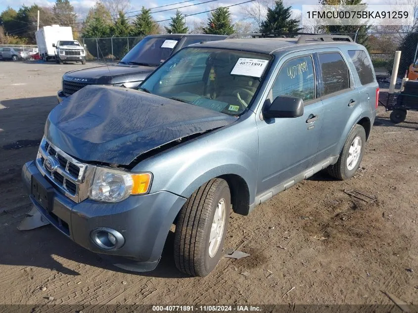 2011 Ford Escape Xlt VIN: 1FMCU0D75BKA91259 Lot: 40771891