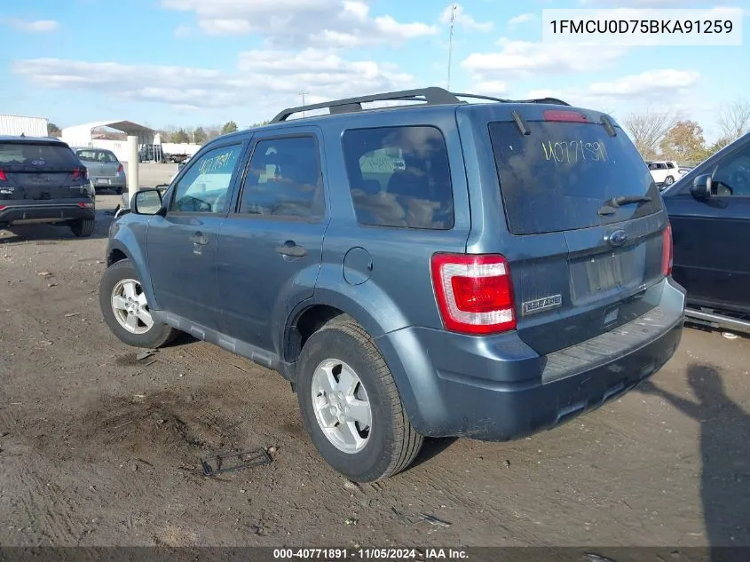 2011 Ford Escape Xlt VIN: 1FMCU0D75BKA91259 Lot: 40771891