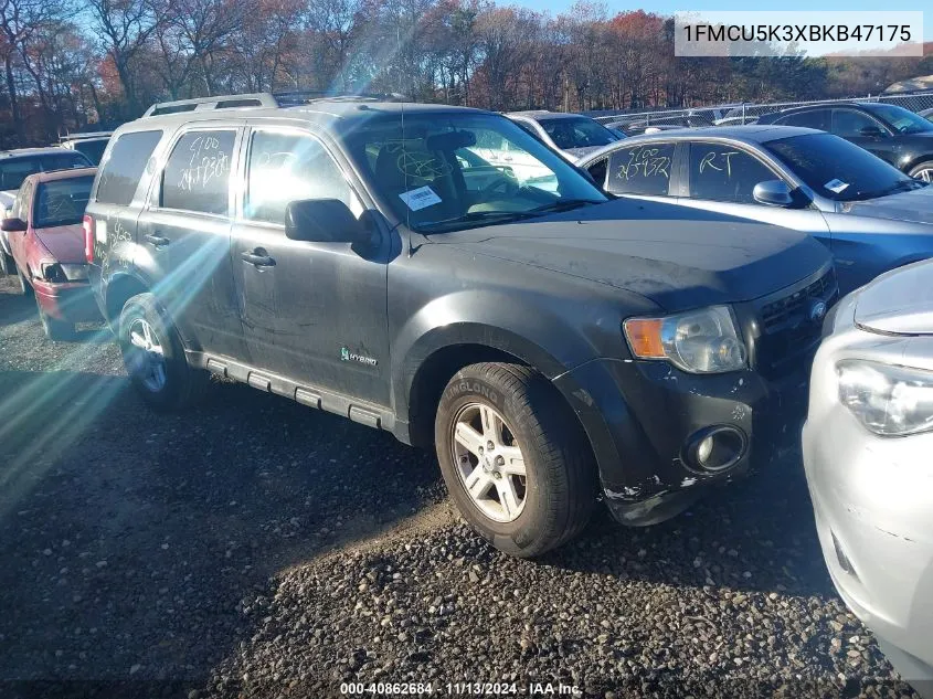 2011 Ford Escape Hybrid VIN: 1FMCU5K3XBKB47175 Lot: 40862684