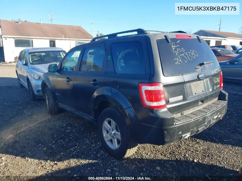 2011 Ford Escape Hybrid VIN: 1FMCU5K3XBKB47175 Lot: 40862684