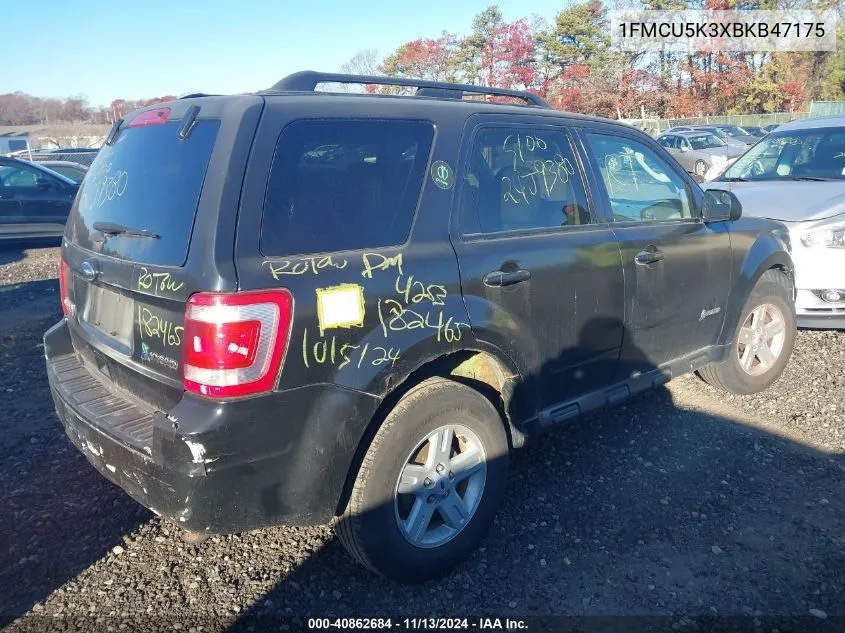 2011 Ford Escape Hybrid VIN: 1FMCU5K3XBKB47175 Lot: 40862684