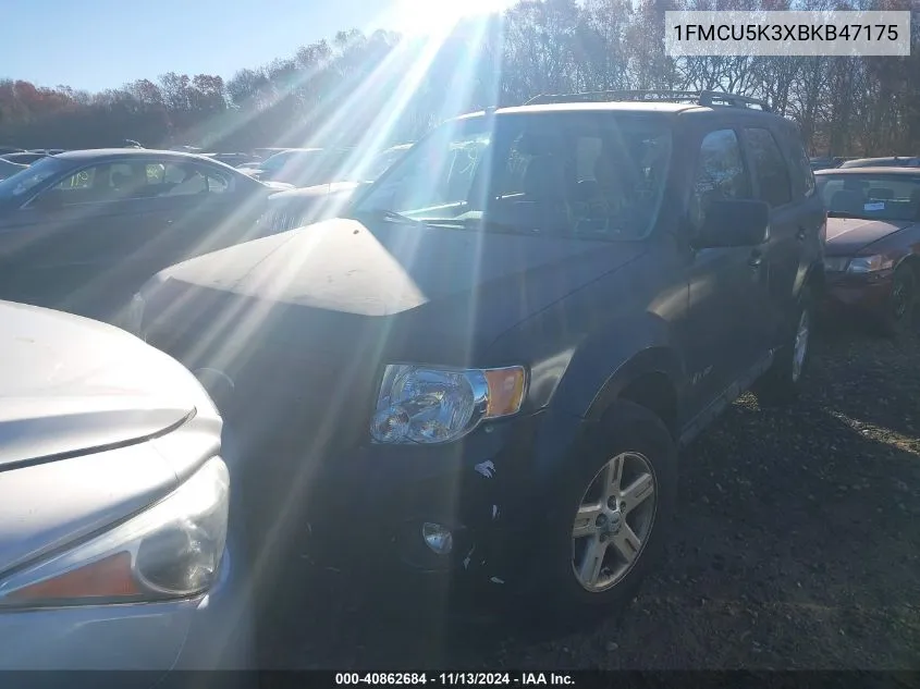 2011 Ford Escape Hybrid VIN: 1FMCU5K3XBKB47175 Lot: 40862684