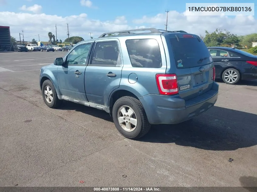 2011 Ford Escape Xlt VIN: 1FMCU0DG7BKB80136 Lot: 40873808