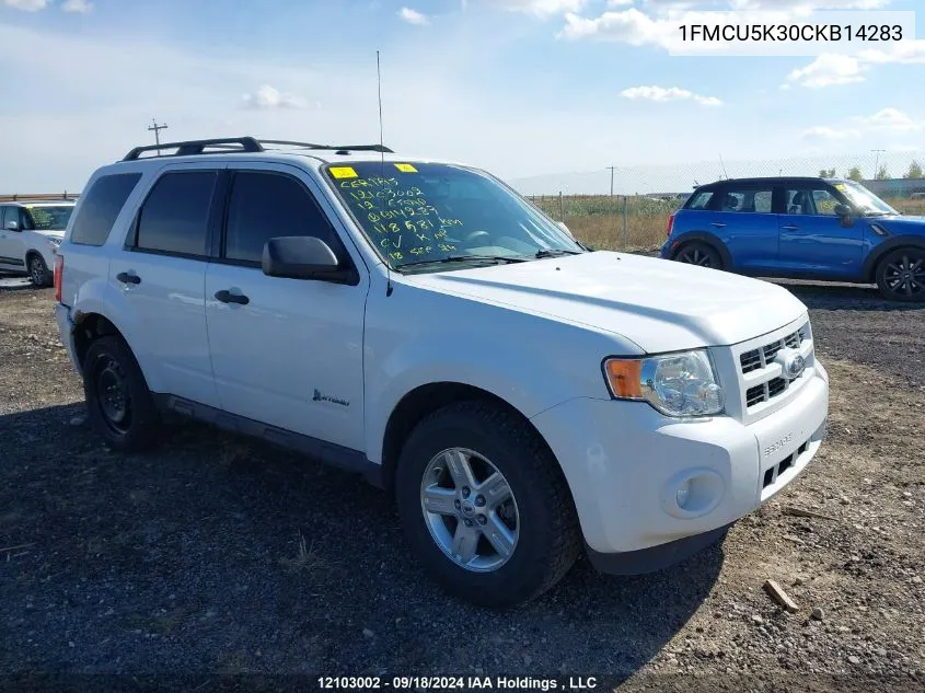 2012 Ford Escape Hybrid VIN: 1FMCU5K30CKB14283 Lot: 12103002