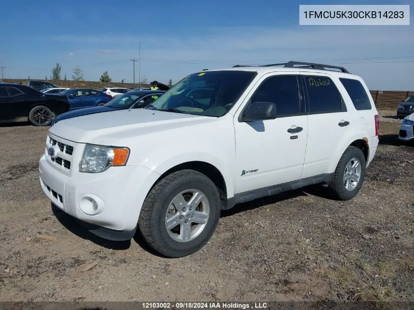 2012 Ford Escape Hybrid VIN: 1FMCU5K30CKB14283 Lot: 12103002