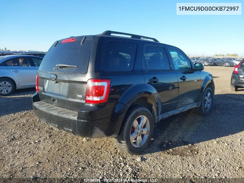 2012 Ford Escape Xlt VIN: 1FMCU9DG0CKB72997 Lot: 12104595