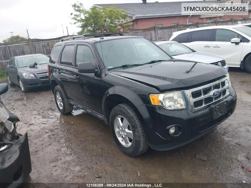 2012 Ford Escape Xlt VIN: 1FMCU0DG6CKA45408 Lot: 12108289