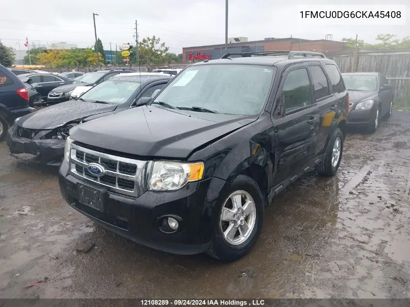 2012 Ford Escape Xlt VIN: 1FMCU0DG6CKA45408 Lot: 12108289