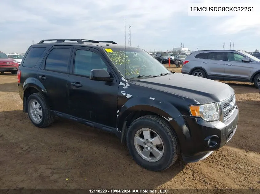 2012 Ford Escape Xlt VIN: 1FMCU9DG8CKC32251 Lot: 12118229