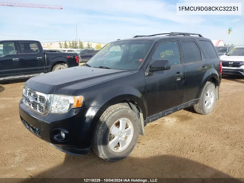 2012 Ford Escape Xlt VIN: 1FMCU9DG8CKC32251 Lot: 12118229