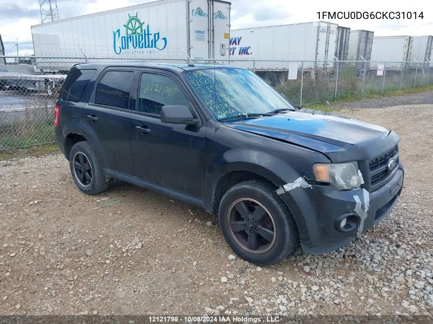 2012 Ford Escape Xlt VIN: 1FMCU0DG6CKC31014 Lot: 12121798