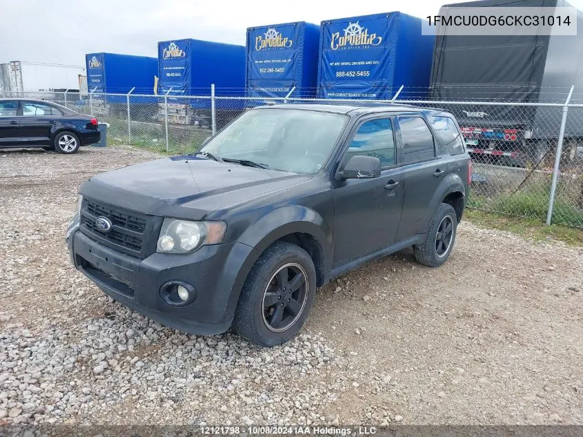 2012 Ford Escape Xlt VIN: 1FMCU0DG6CKC31014 Lot: 12121798