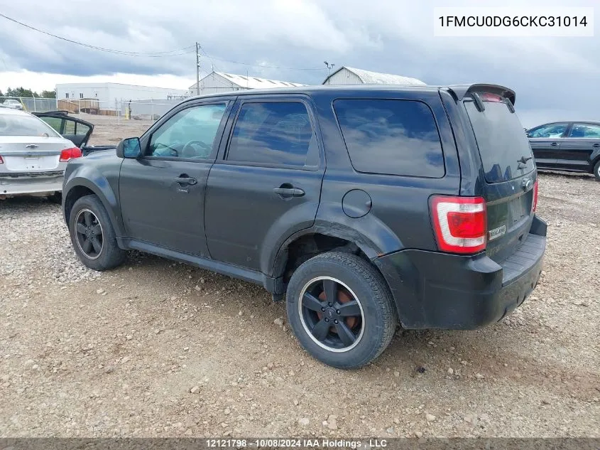 2012 Ford Escape Xlt VIN: 1FMCU0DG6CKC31014 Lot: 12121798