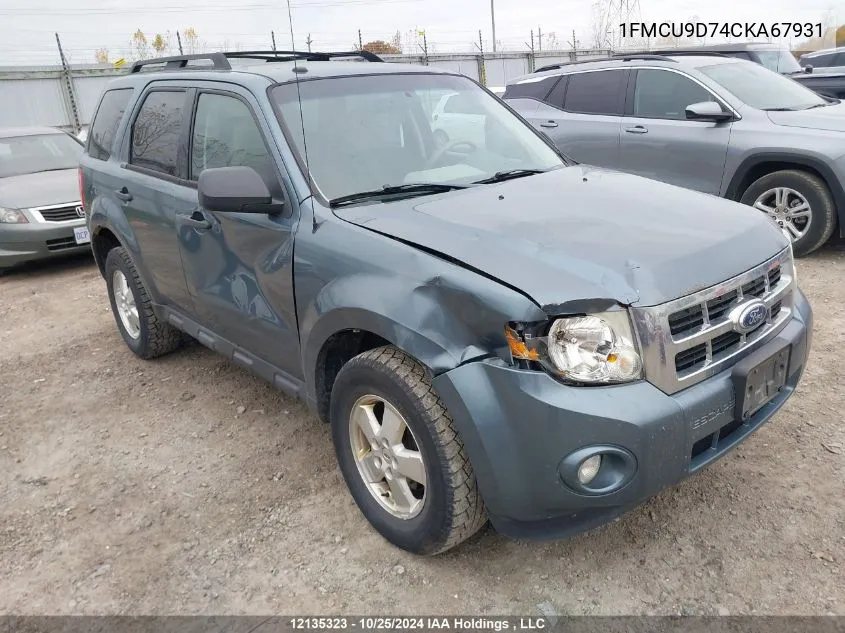 2012 Ford Escape Xlt VIN: 1FMCU9D74CKA67931 Lot: 12135323