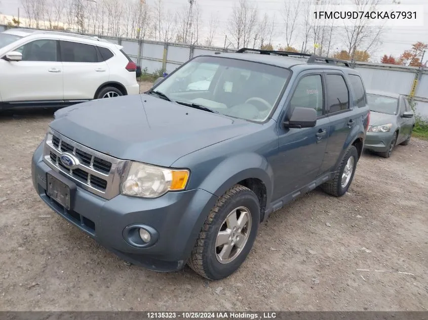 1FMCU9D74CKA67931 2012 Ford Escape Xlt