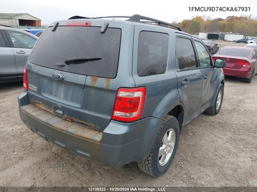 1FMCU9D74CKA67931 2012 Ford Escape Xlt