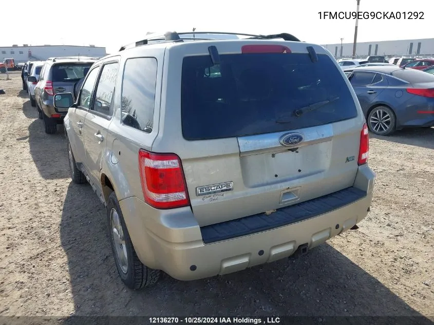 1FMCU9EG9CKA01292 2012 Ford Escape Limited