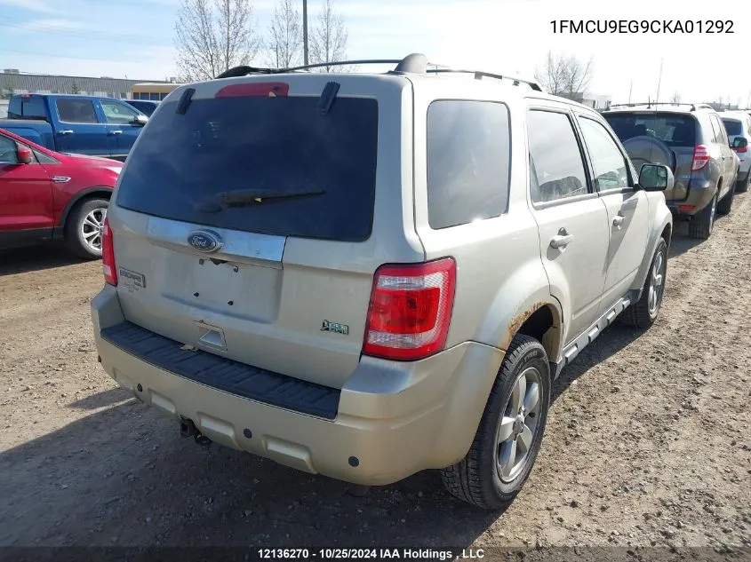 2012 Ford Escape Limited VIN: 1FMCU9EG9CKA01292 Lot: 12136270