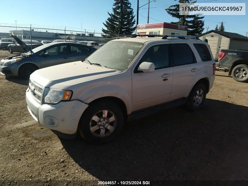 2012 Ford Escape Limited VIN: 1FMCU9EG6CKC49967 Lot: 30044657