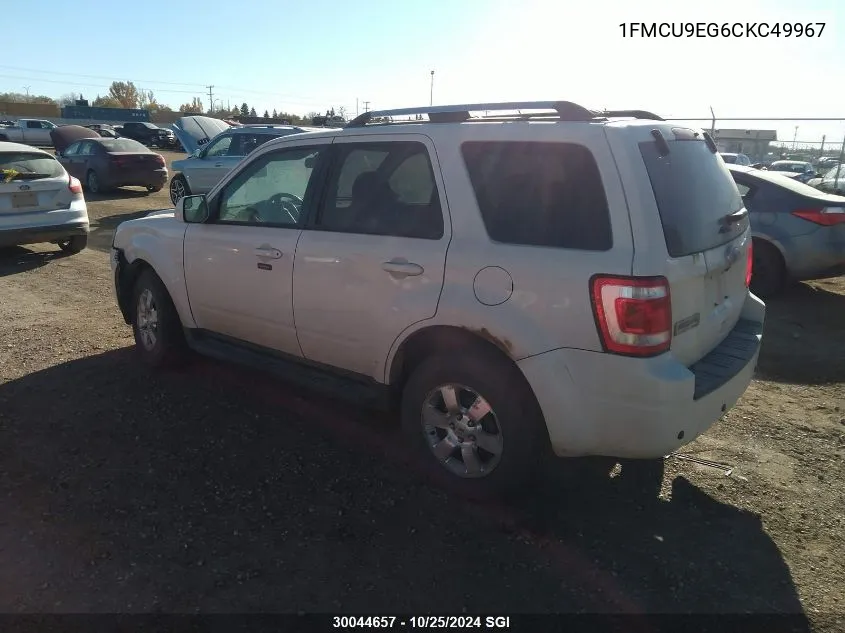 2012 Ford Escape Limited VIN: 1FMCU9EG6CKC49967 Lot: 30044657