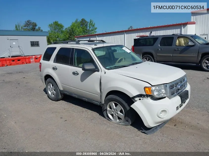 2012 Ford Escape Xlt VIN: 1FMCU0D71CKC60534 Lot: 39305965