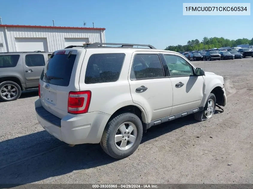 2012 Ford Escape Xlt VIN: 1FMCU0D71CKC60534 Lot: 39305965