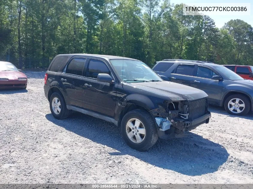 2012 Ford Escape Xls VIN: 1FMCU0C77CKC00386 Lot: 39545544