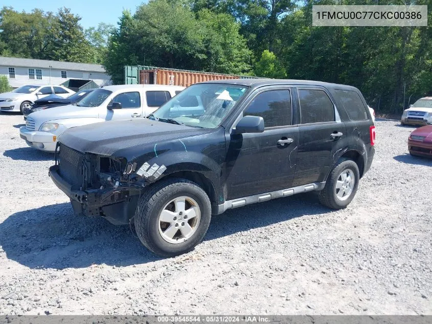 2012 Ford Escape Xls VIN: 1FMCU0C77CKC00386 Lot: 39545544