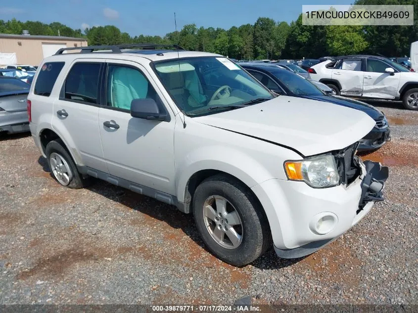 2012 Ford Escape Xlt VIN: 1FMCU0DGXCKB49609 Lot: 39879771