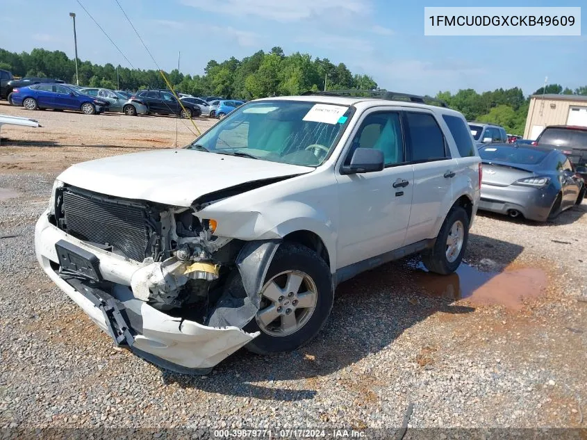 2012 Ford Escape Xlt VIN: 1FMCU0DGXCKB49609 Lot: 39879771