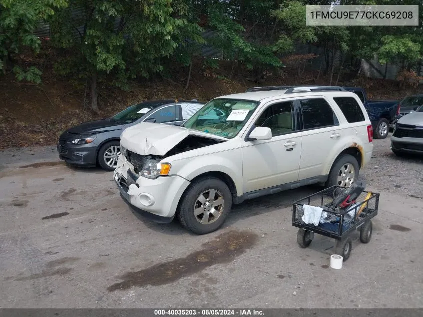 2012 Ford Escape Limited VIN: 1FMCU9E77CKC69208 Lot: 40035203