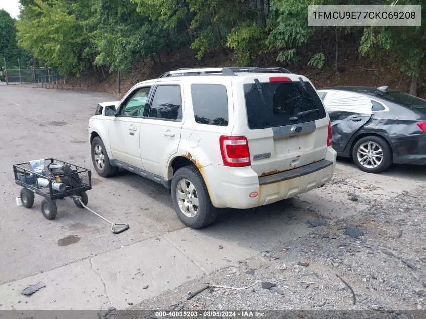 2012 Ford Escape Limited VIN: 1FMCU9E77CKC69208 Lot: 40035203