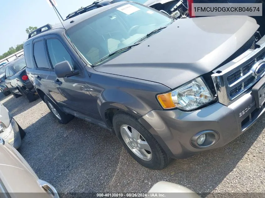 2012 Ford Escape Xlt VIN: 1FMCU9DGXCKB04674 Lot: 40130010