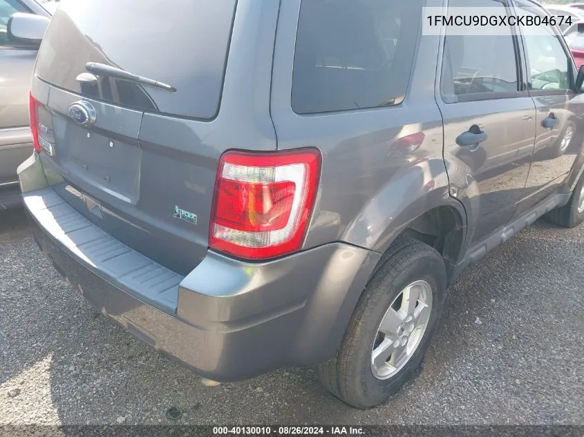 2012 Ford Escape Xlt VIN: 1FMCU9DGXCKB04674 Lot: 40130010