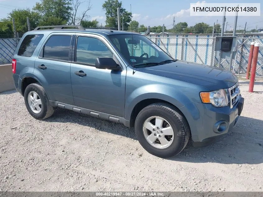 2012 Ford Escape Xlt VIN: 1FMCU0D71CKC14380 Lot: 40219947