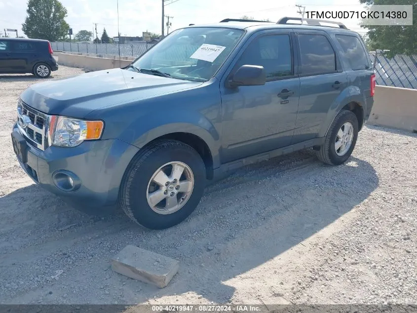 2012 Ford Escape Xlt VIN: 1FMCU0D71CKC14380 Lot: 40219947