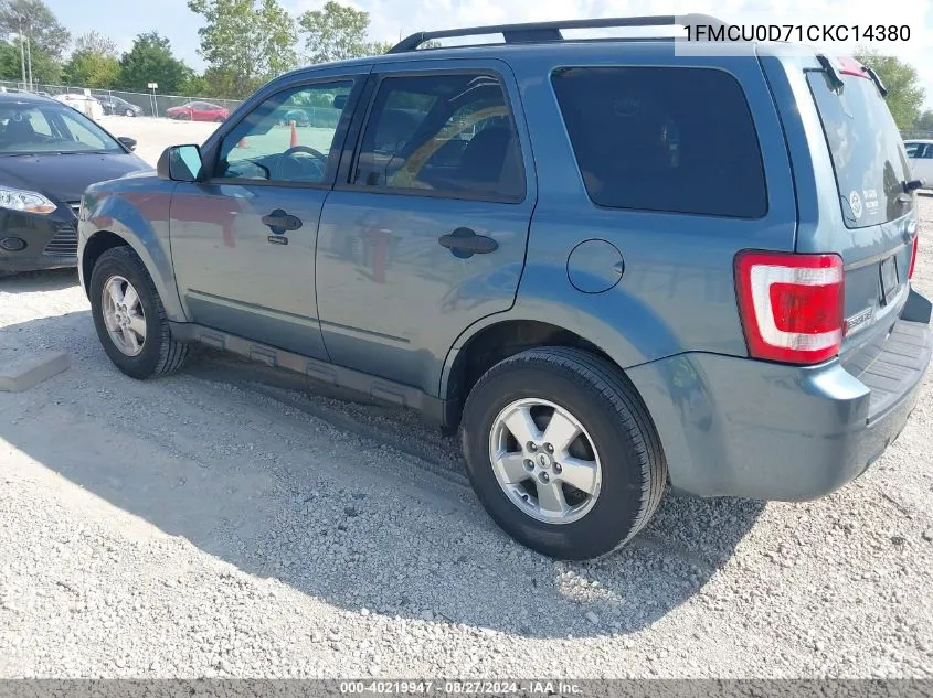 2012 Ford Escape Xlt VIN: 1FMCU0D71CKC14380 Lot: 40219947