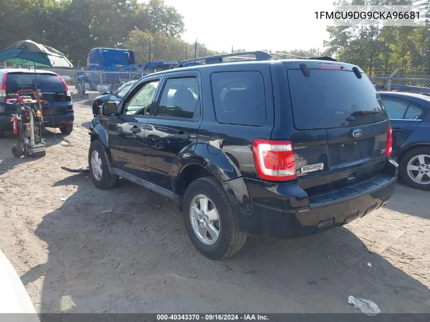 2012 Ford Escape Xlt VIN: 1FMCU9DG9CKA96681 Lot: 40343370