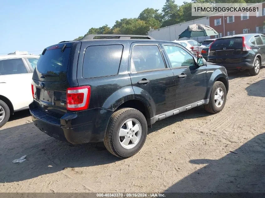 2012 Ford Escape Xlt VIN: 1FMCU9DG9CKA96681 Lot: 40343370