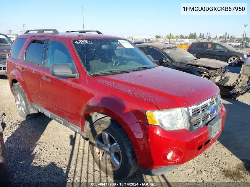 2012 Ford Escape Xlt VIN: 1FMCU0DGXCKB67950 Lot: 40477769