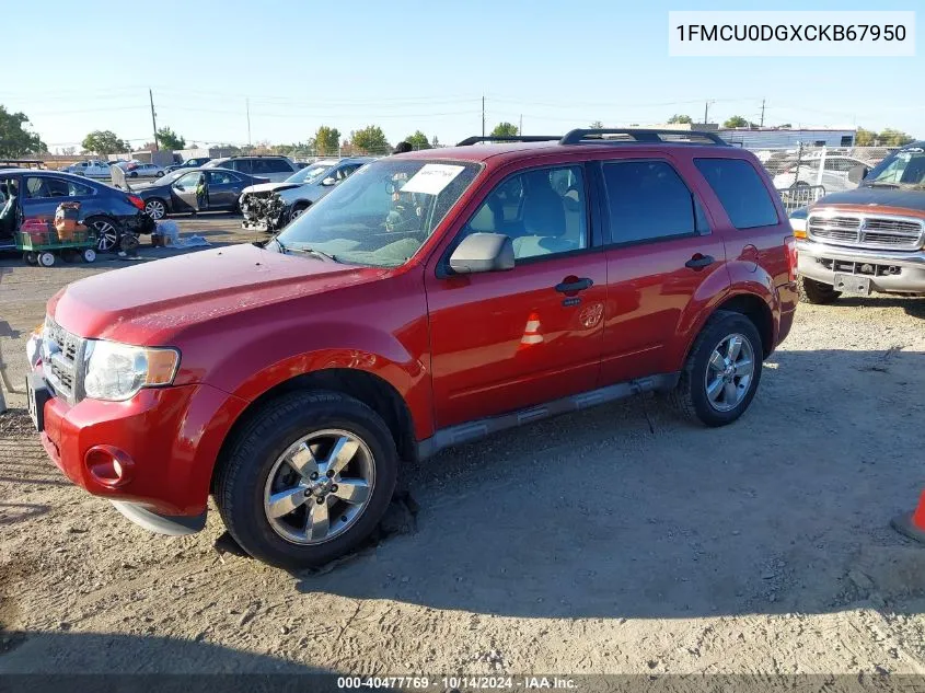 2012 Ford Escape Xlt VIN: 1FMCU0DGXCKB67950 Lot: 40477769