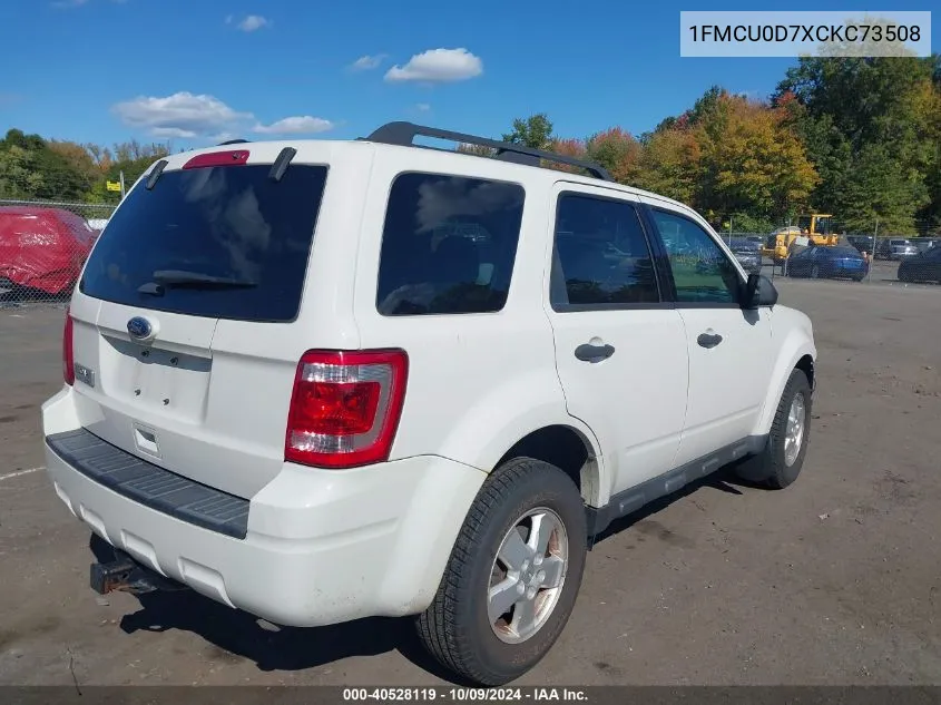 2012 Ford Escape Xlt VIN: 1FMCU0D7XCKC73508 Lot: 40528119