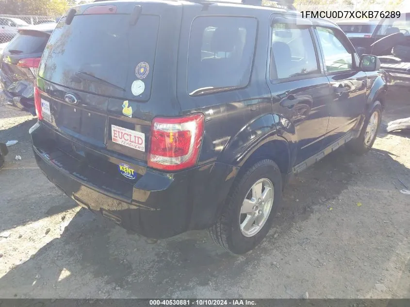 2012 Ford Escape Xlt VIN: 1FMCU0D7XCKB76289 Lot: 40530881