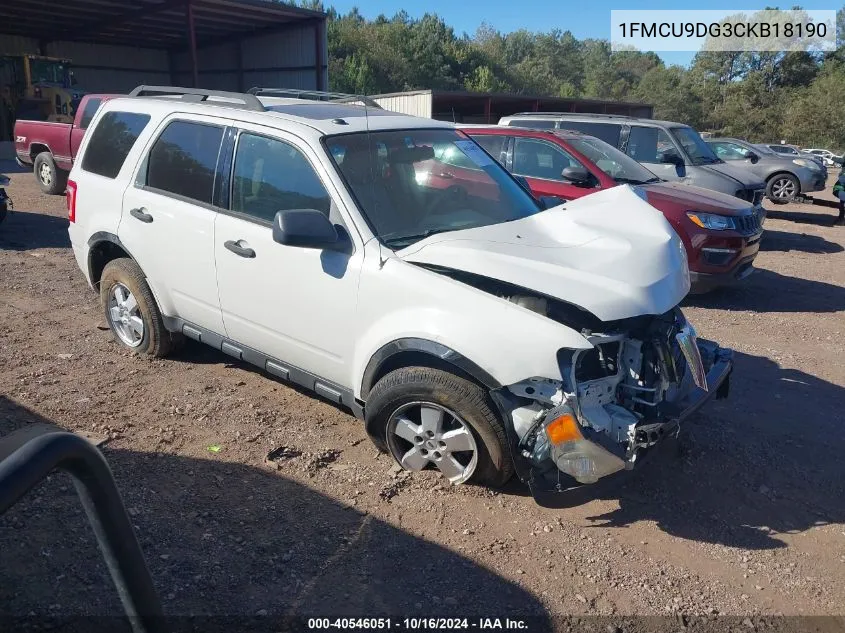 2012 Ford Escape Xlt VIN: 1FMCU9DG3CKB18190 Lot: 40546051