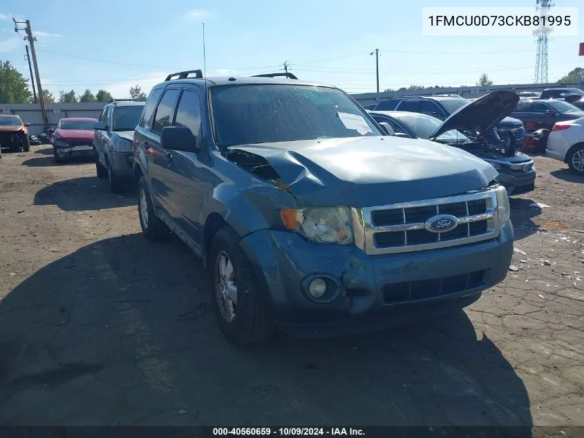 2012 Ford Escape Xlt VIN: 1FMCU0D73CKB81995 Lot: 40560659