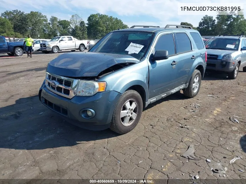 2012 Ford Escape Xlt VIN: 1FMCU0D73CKB81995 Lot: 40560659