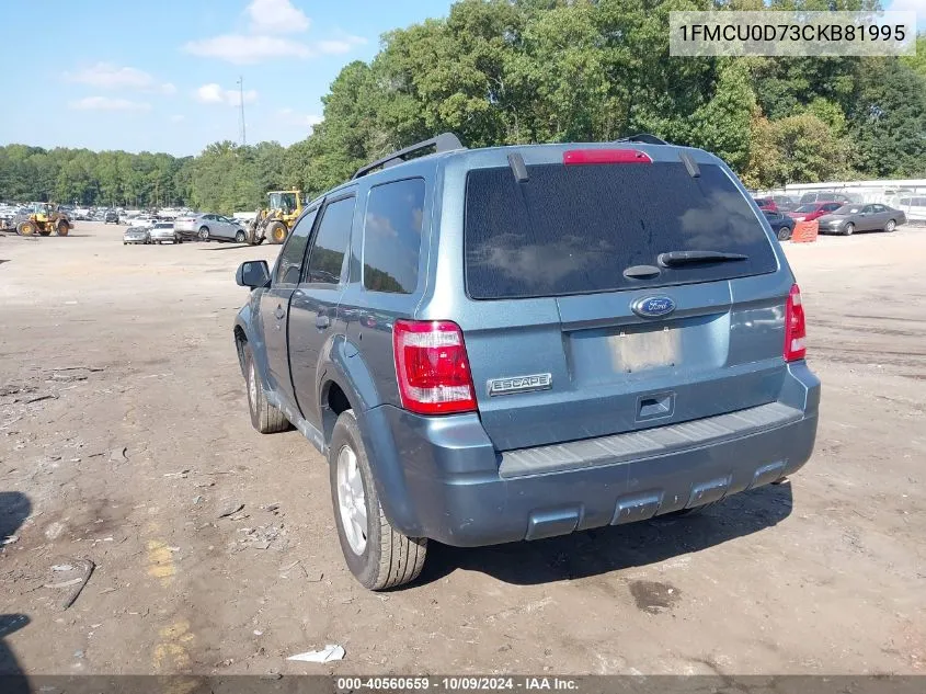 2012 Ford Escape Xlt VIN: 1FMCU0D73CKB81995 Lot: 40560659