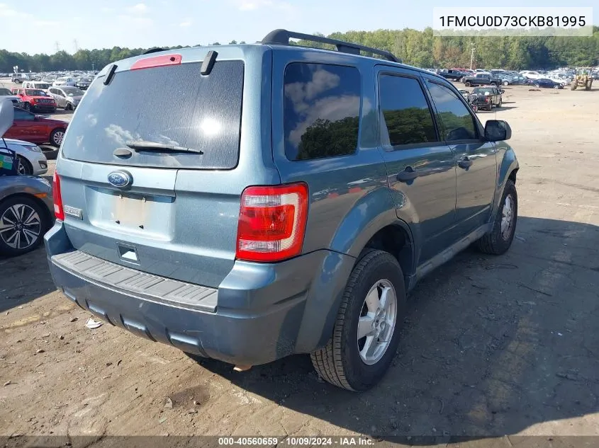 2012 Ford Escape Xlt VIN: 1FMCU0D73CKB81995 Lot: 40560659