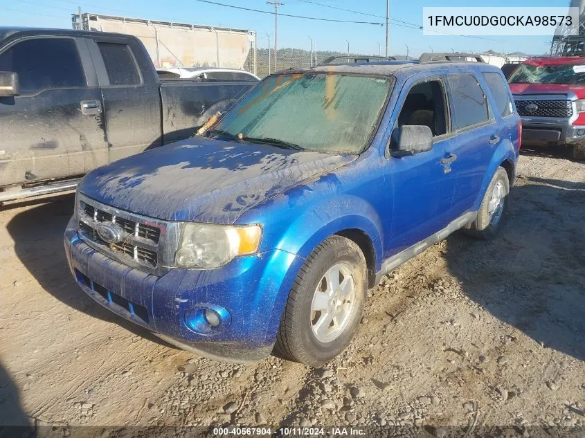 2012 Ford Escape Xlt VIN: 1FMCU0DG0CKA98573 Lot: 40567904